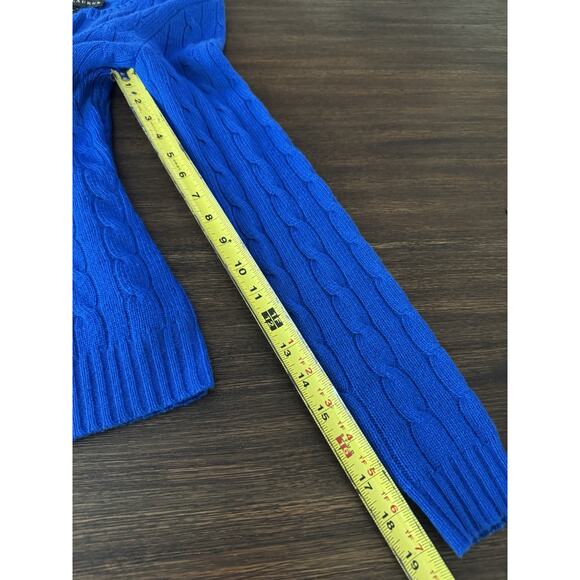Ralph Lauren Black Label 100% Cashmere Cable V-Neck Sweater Cobalt Blue S - Picture 9 of 11